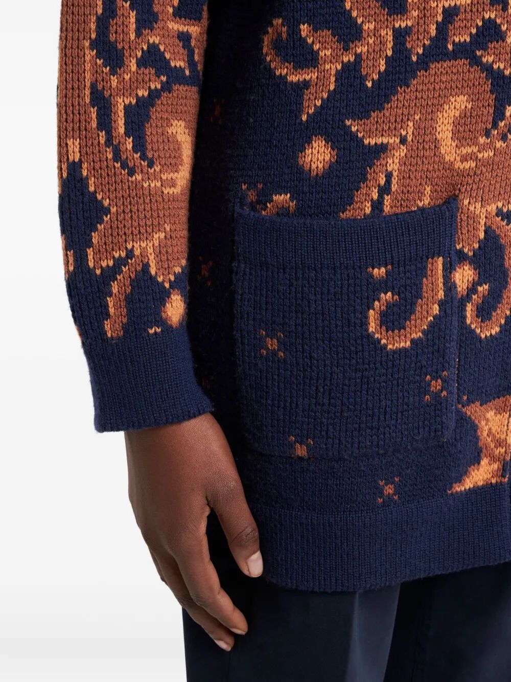V-NECK WOOL JACQUARD CARDIGAN