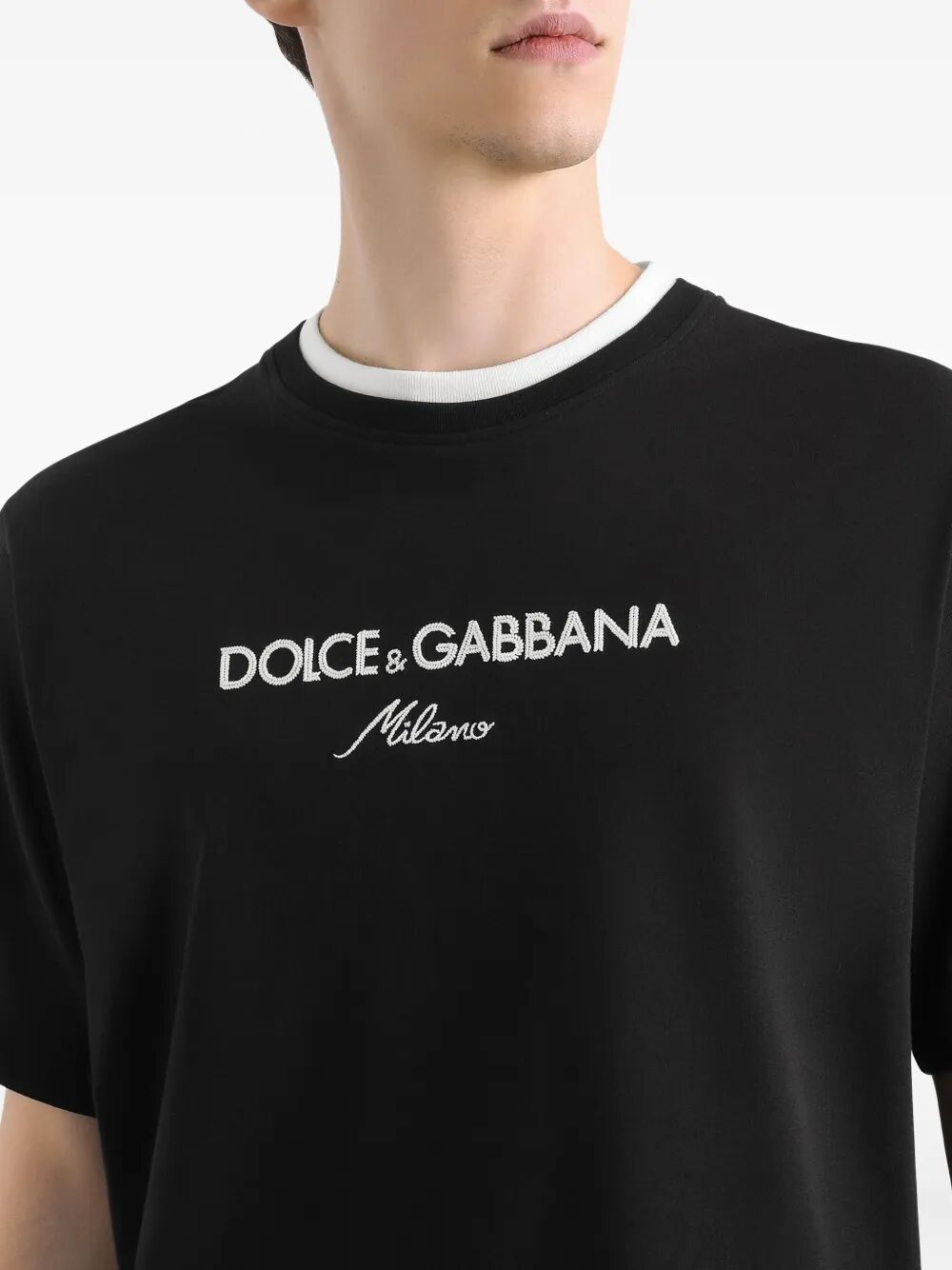 LOGO-EMBROIDERED LAYERING COTTON T-SHIRT