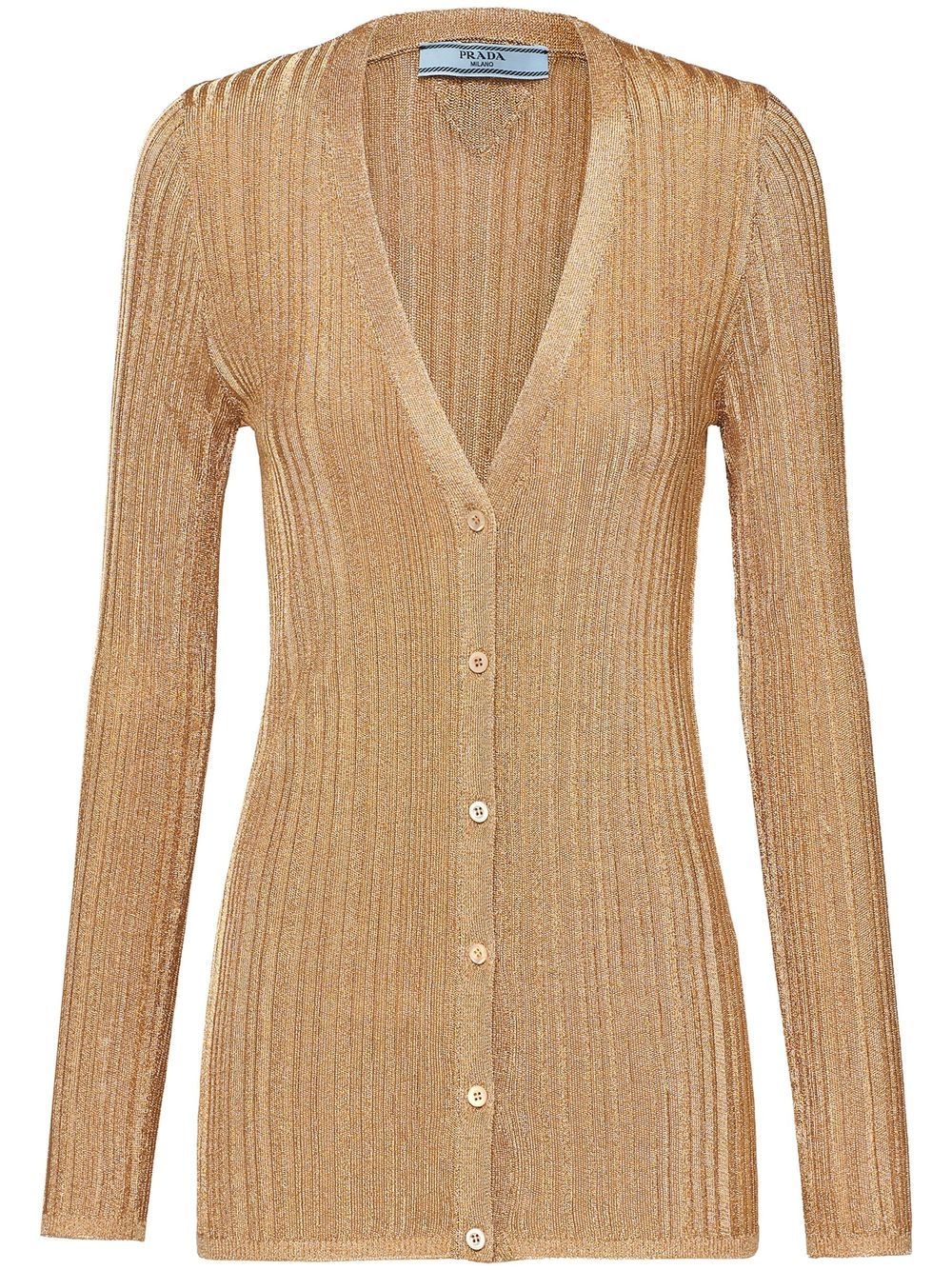 V-NECK LAMÉ VISCOSE CARDIGAN
