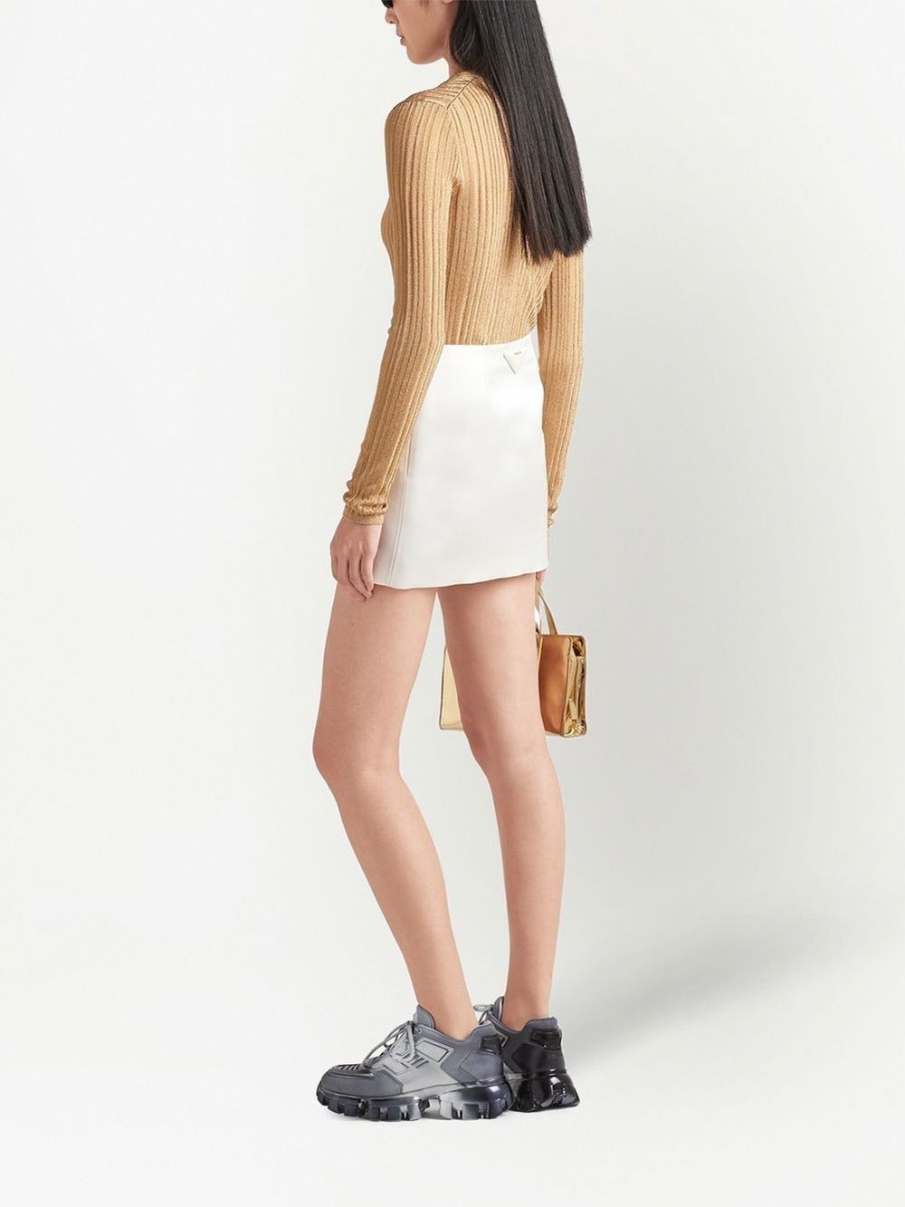 V-NECK LAMÉ VISCOSE CARDIGAN