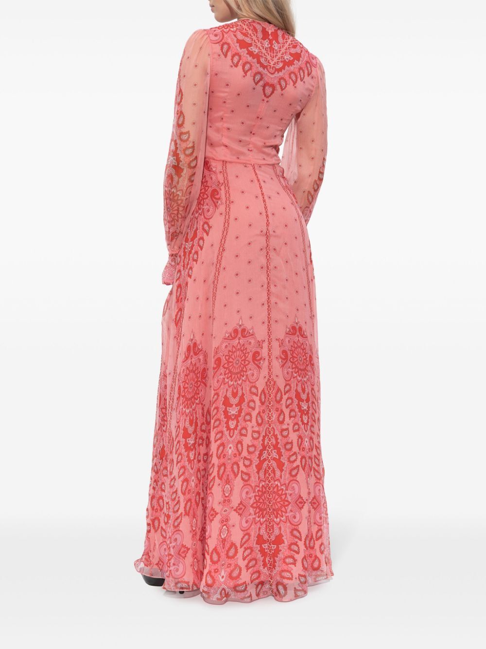 FLORAL PRINT LIGHTWEIGHT SILK LONG DRESS