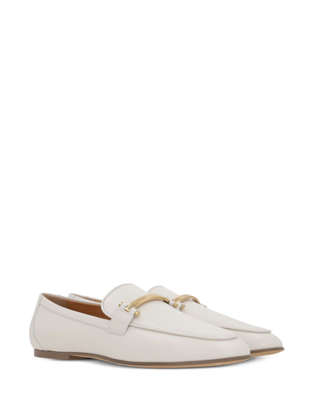 BRANDED METAL BAR LEATHER LOAFERS