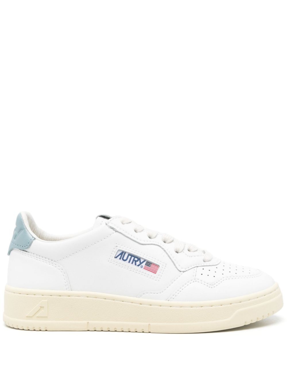 MEDALIST LOW SNEAKERS IN WHITE AND LIGHT BLUE LEATHER