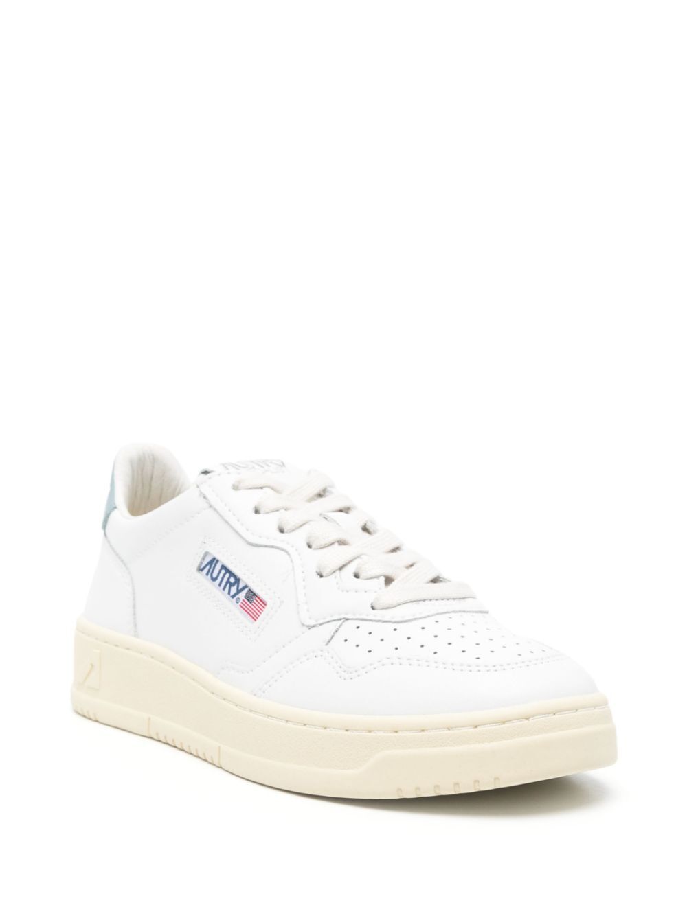 MEDALIST LOW SNEAKERS IN WHITE AND LIGHT BLUE LEATHER