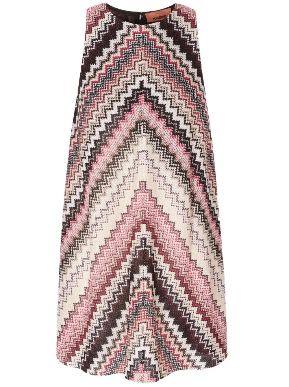 LAMÉ SERRATED ZIG-ZAG PATTERN A-LINE MINI DRESS