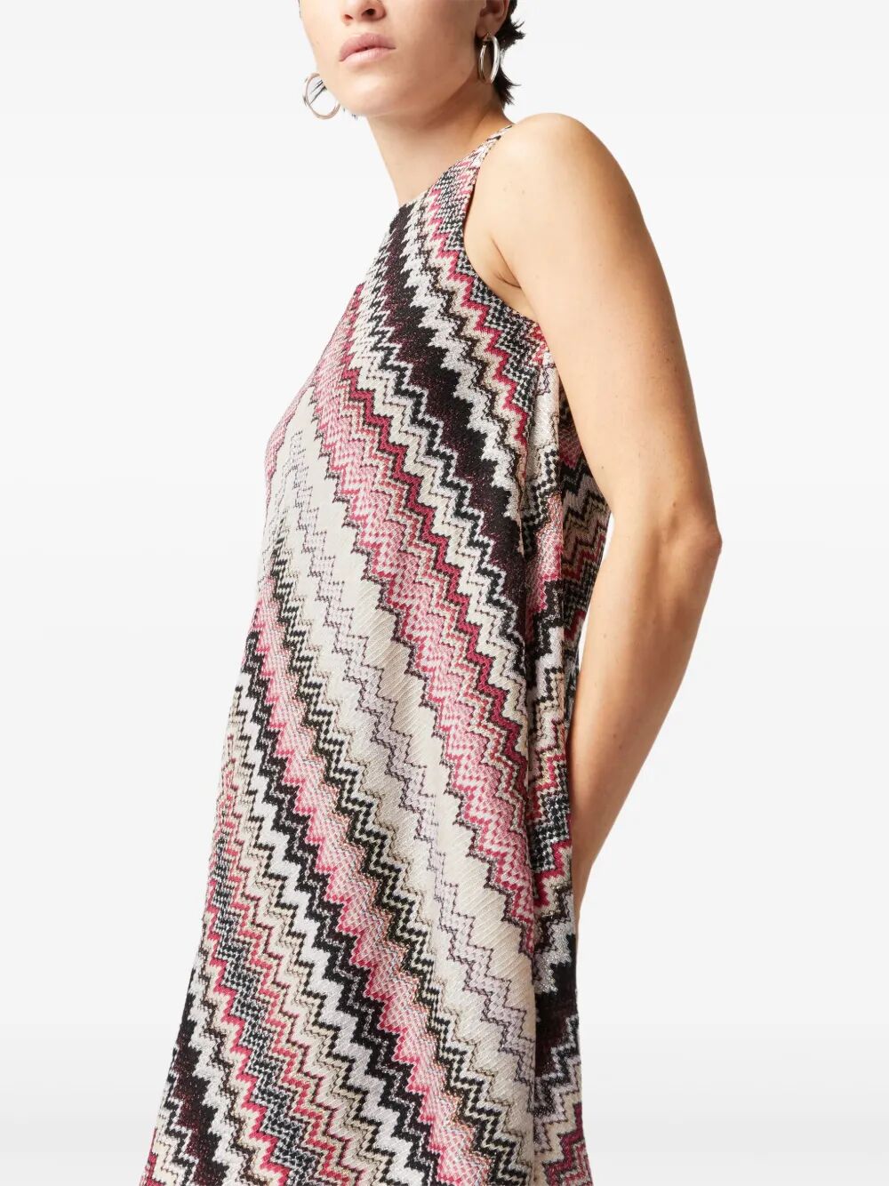 LAMÉ SERRATED ZIG-ZAG PATTERN A-LINE MINI DRESS
