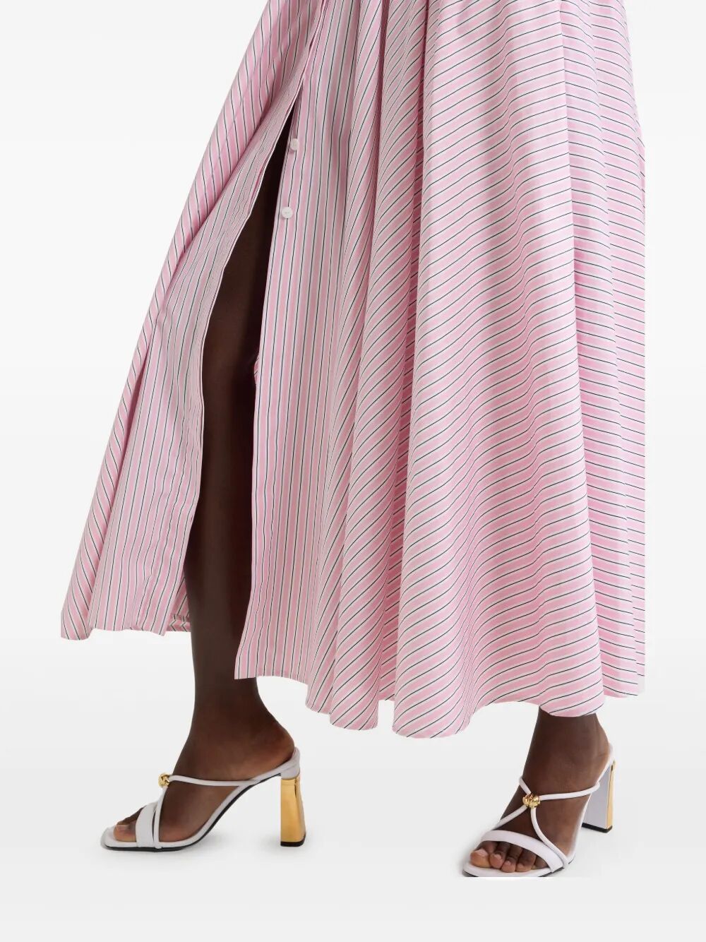 POPLIN PRINTED ORGANIC COTTON HALTERNECK MAXI DRESS