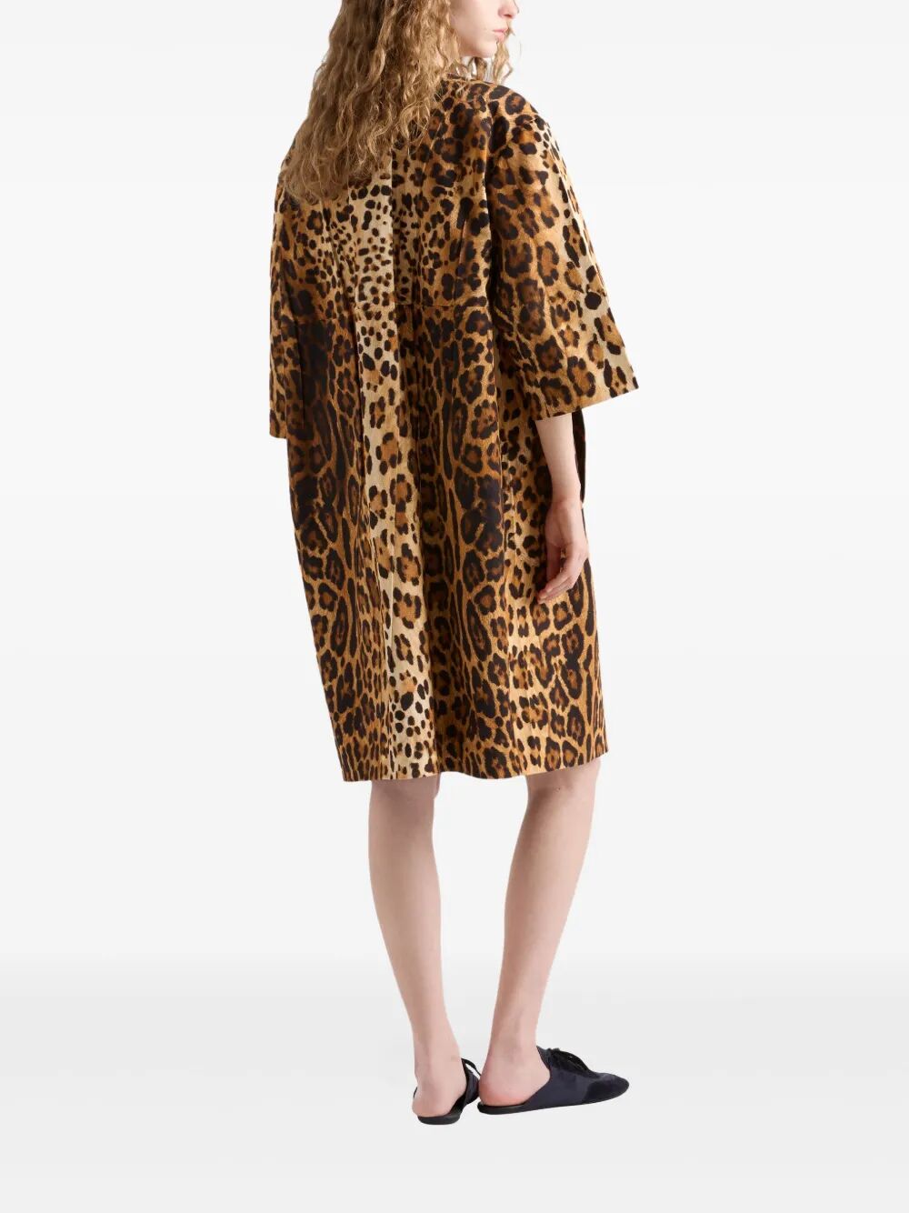 SINGLE-BREASTED ANIMAL PRINT DRILL COAT