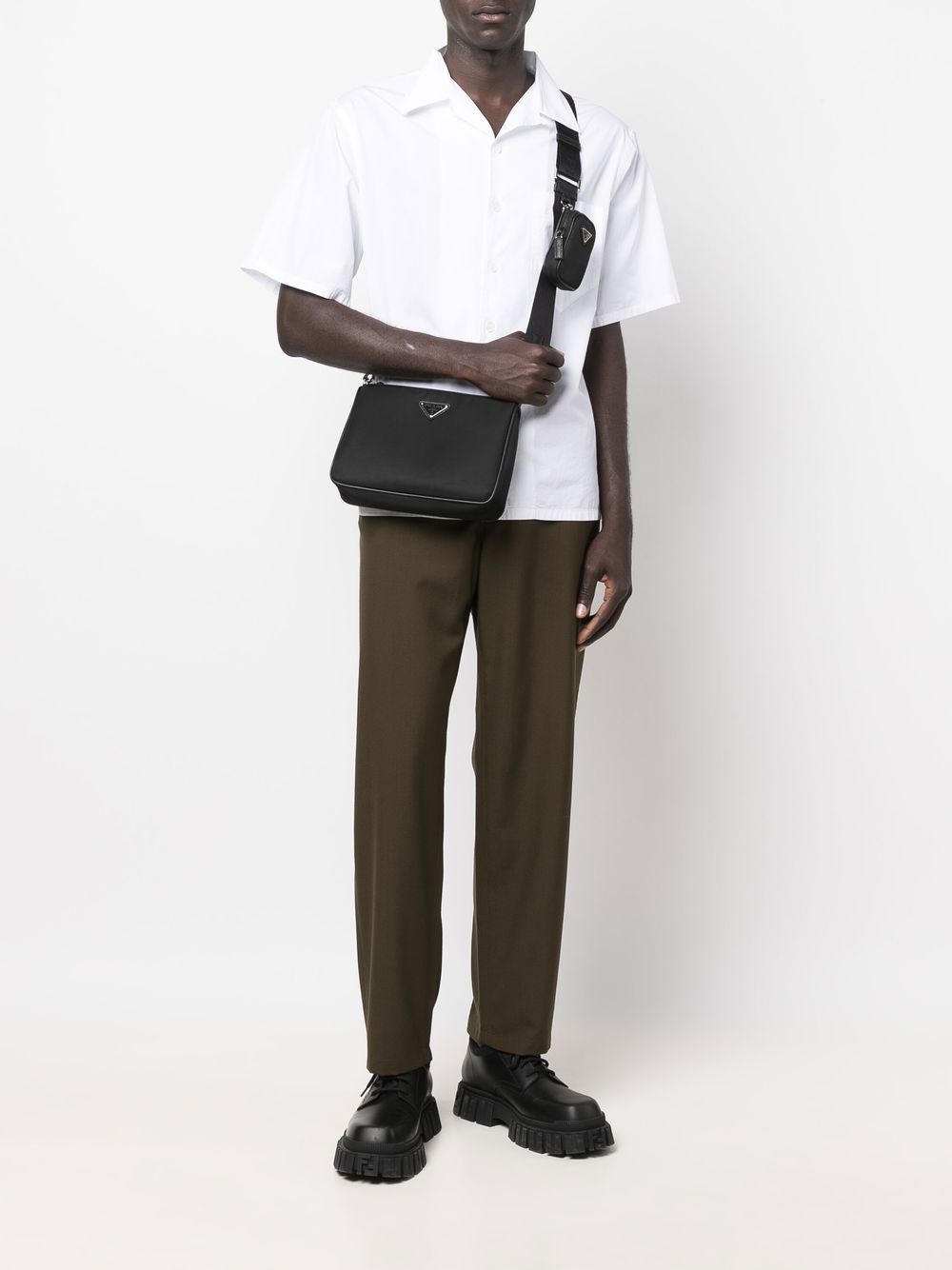 RE-NYLON AND SAFFIANO LEATHER SHOULDER BAG
