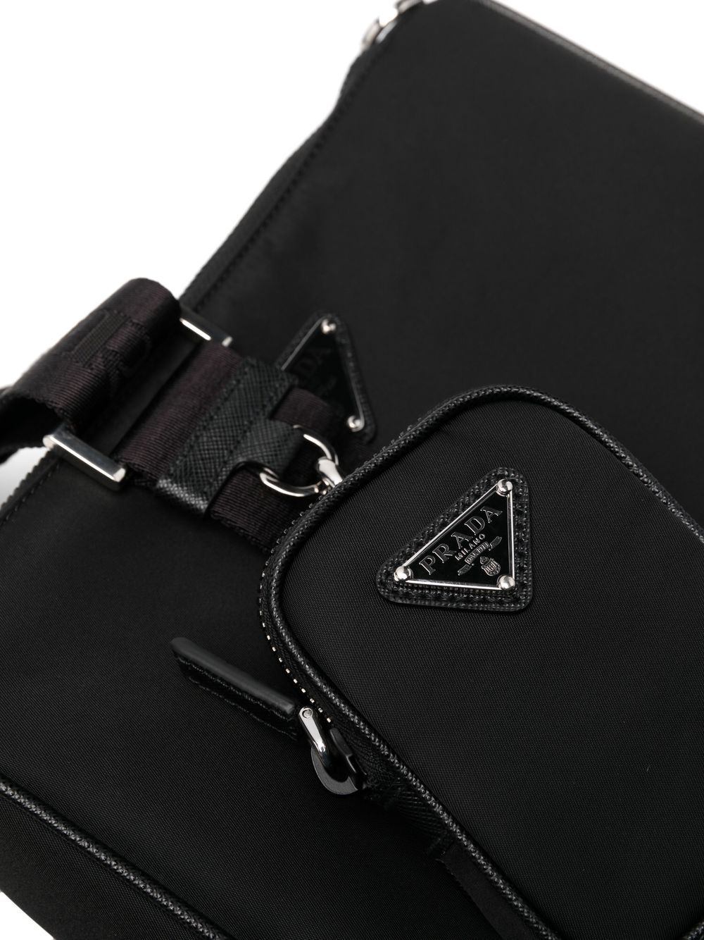RE-NYLON AND SAFFIANO LEATHER SHOULDER BAG