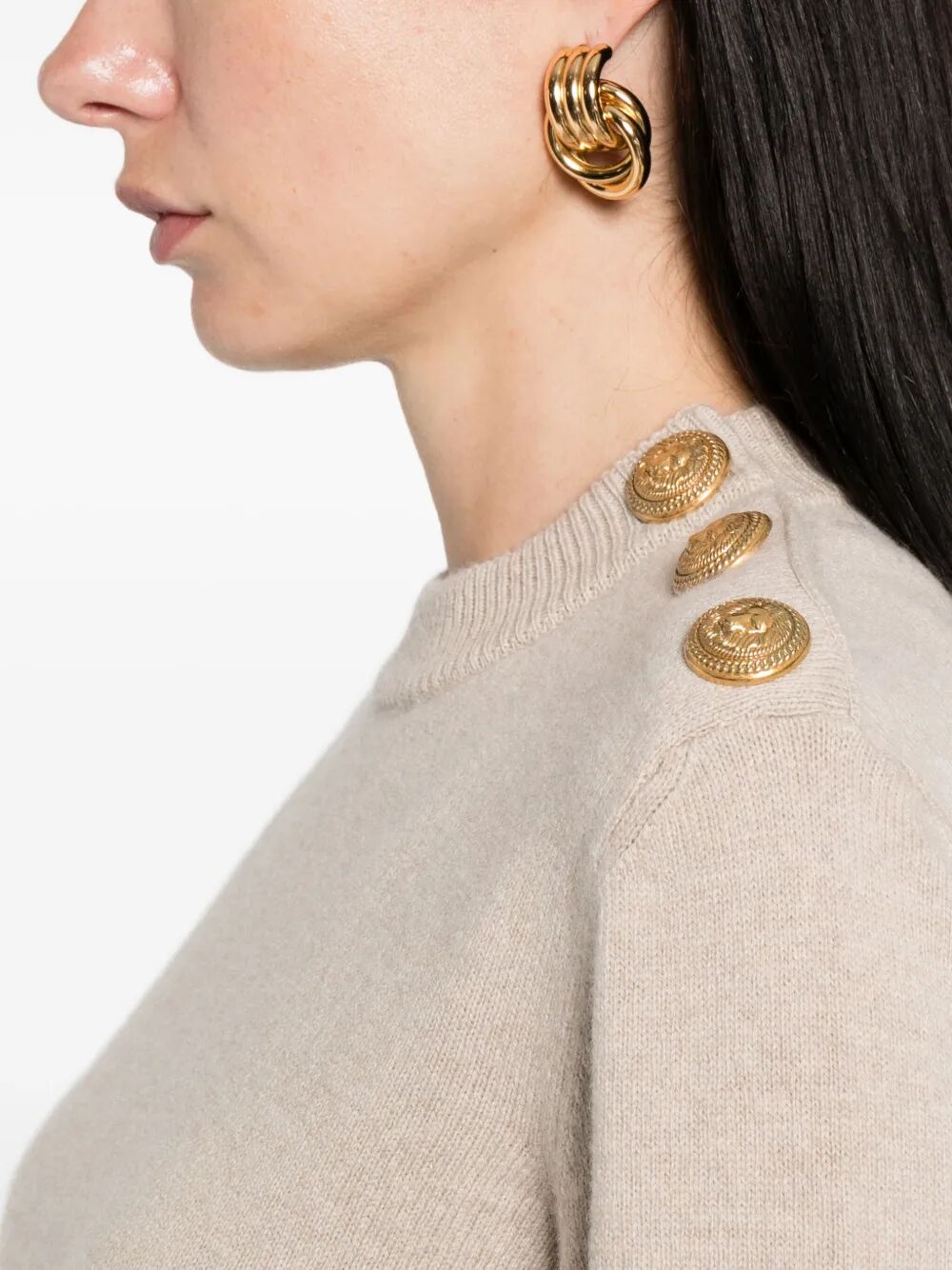 CASHMERE BLEND BUTTONED SWEATER