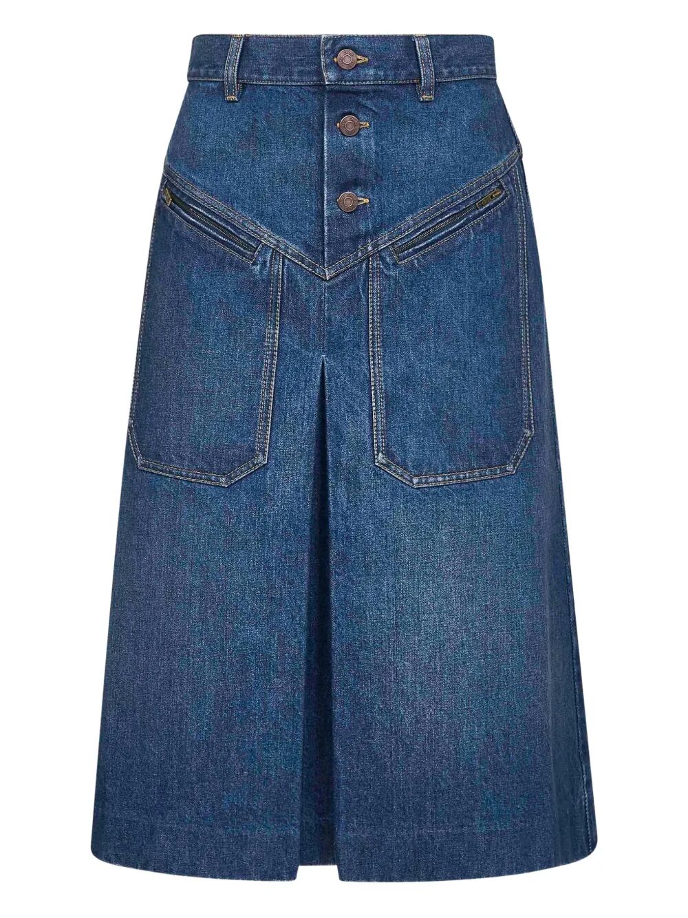 KNEE-LENGTH DENIM SKIRT