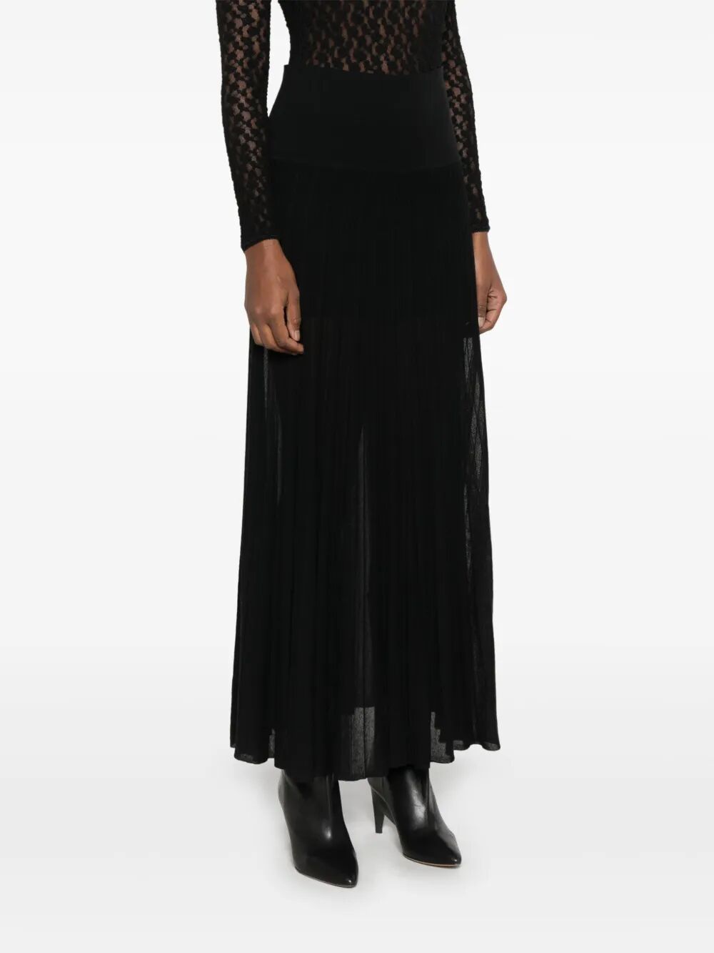 EZRA LONG PLEATED KNIT SKIRT