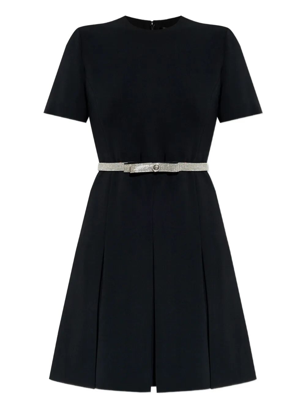 CRYSTAL-EMBELLISHED BELT COCKTAIL DRESS