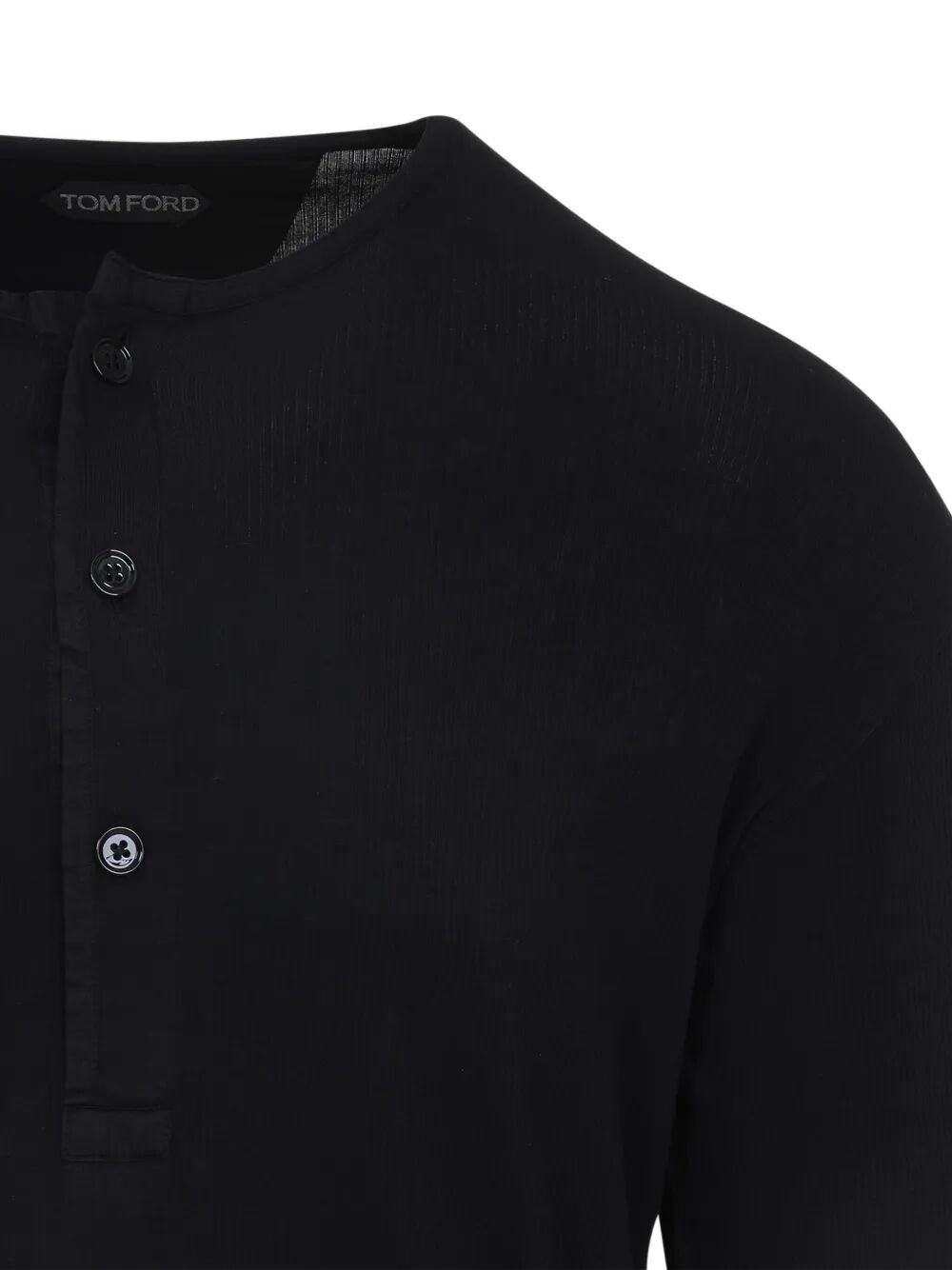 HENLEY COTTON STRETCH RIBBED LONG SLEEVED T-SHIRT