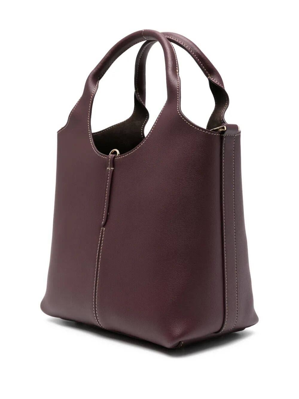 LEATHER MINI TOTE BAG WITH BRANDED METAL BAR ACCESSORY