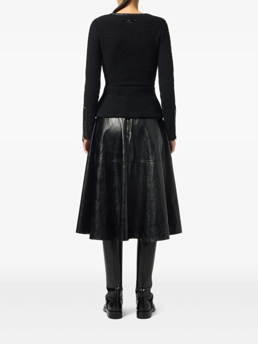 CRACKLED LEATHER-EFFECT SKIRT WITH LOGO DETAILS