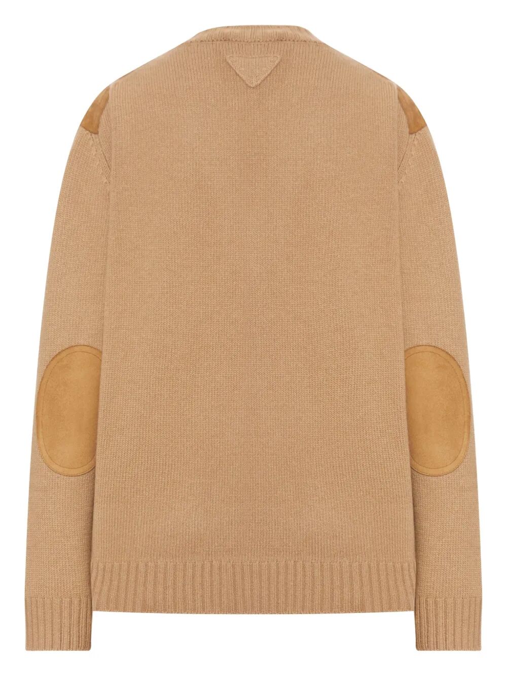 SUEDE-PANEL V-NECK WOOL SWEATER