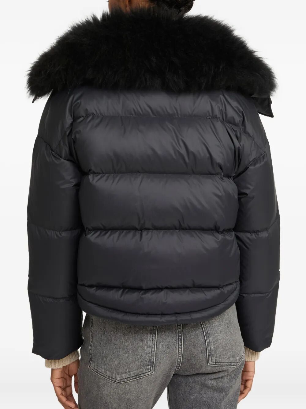 DOUSHORT DOWN JACKET FLUFFY LAMBSWOOL TRIMDOUNE 60CM