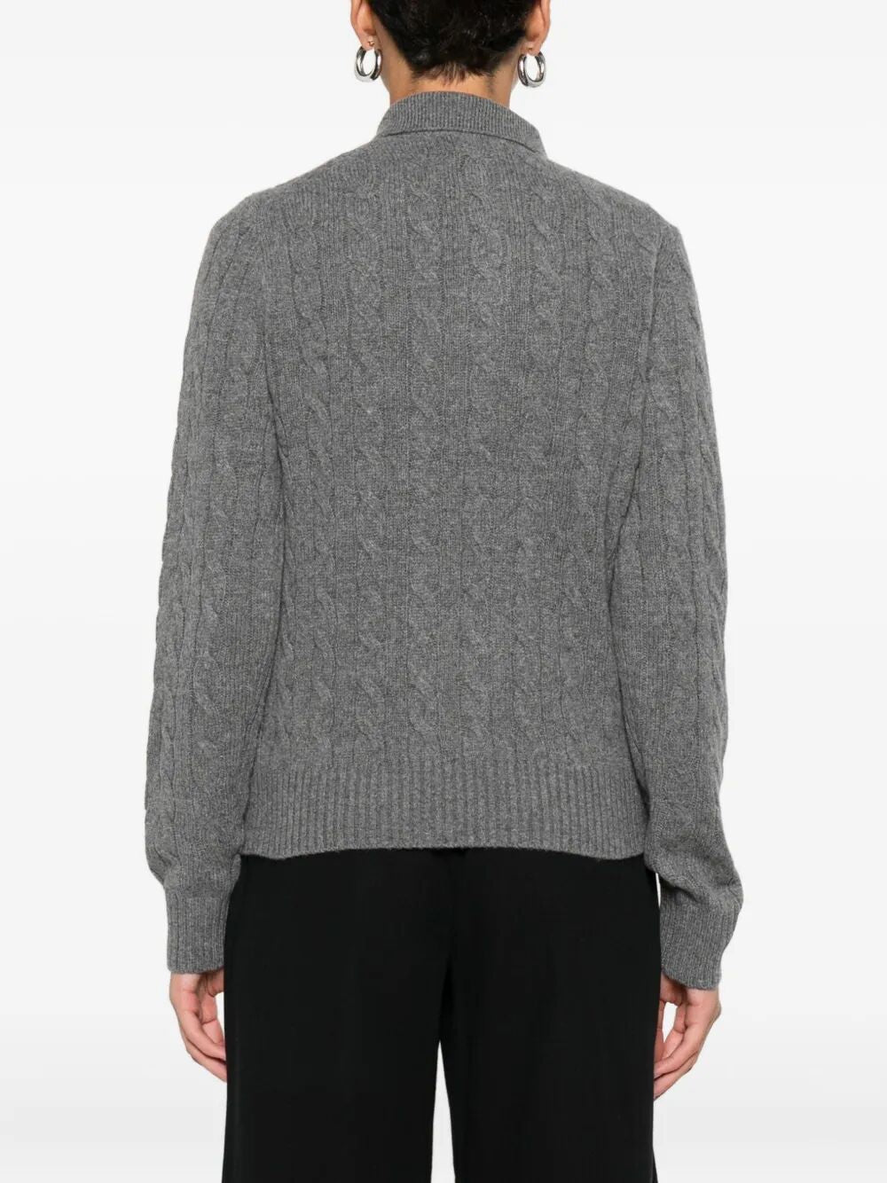 CABLE-KNIT WOOL AND CASHMERE POLO JUMPER