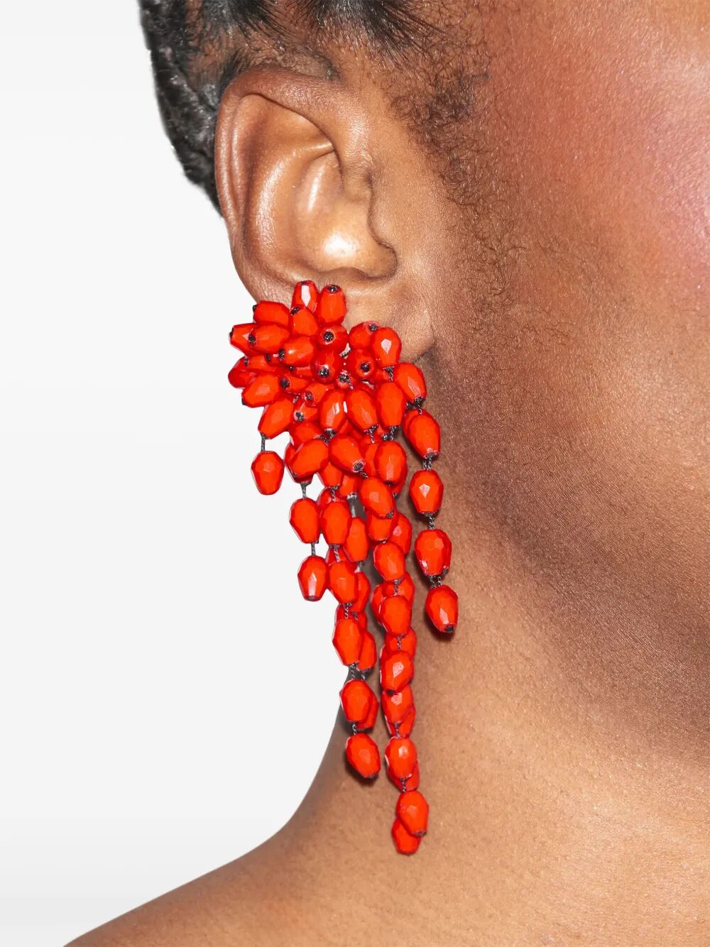 HANABI BEADED PENDANT CLIP EARRINGS