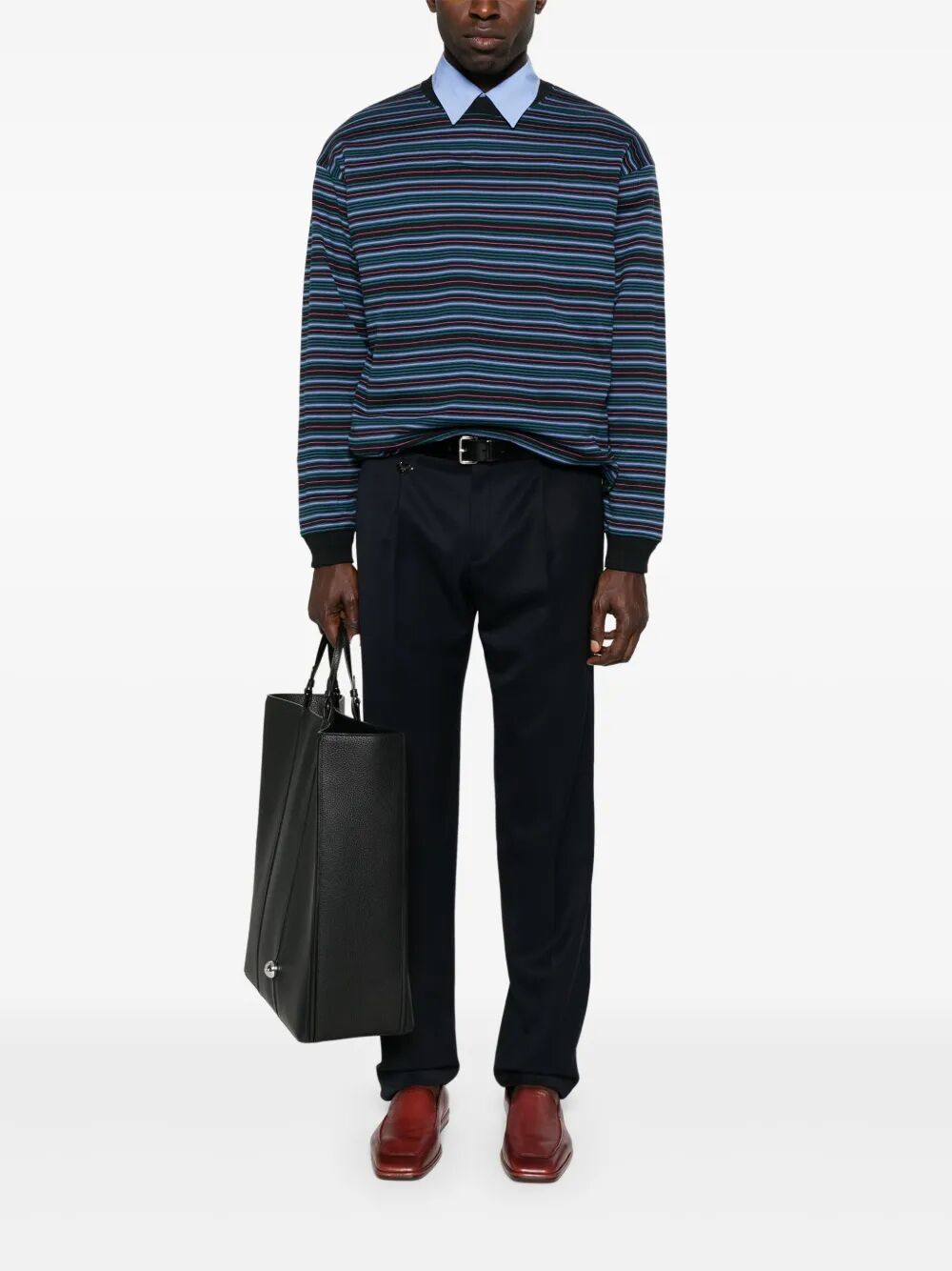 TAPERED LEG WOOL TROUSERS