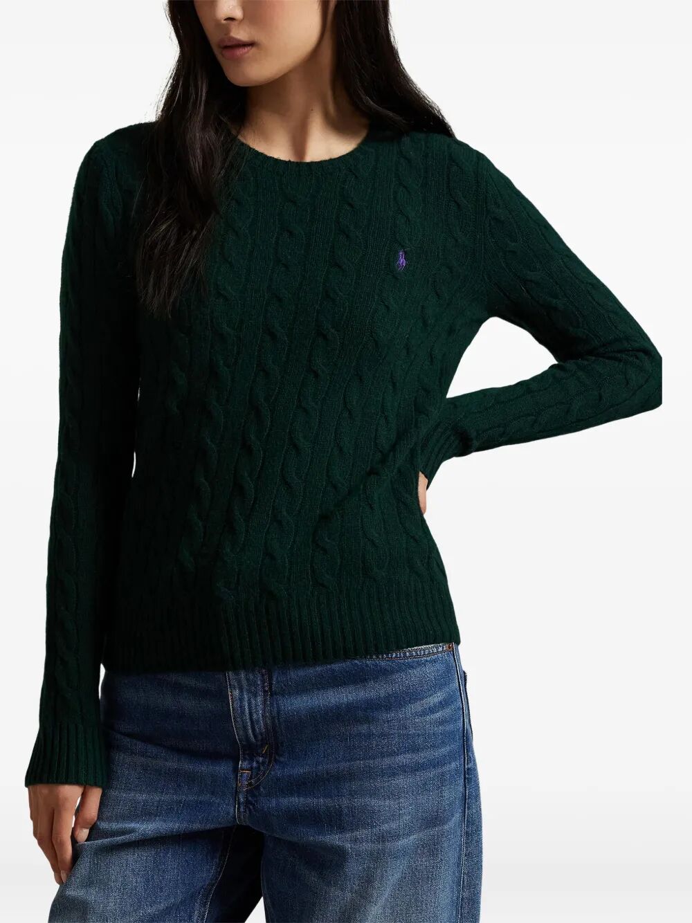 CABLE WOOL AND CASHMERE CREWNECK JUMPER