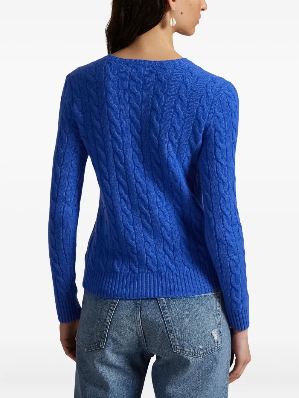 CABLE WOOL AND CASHMERE CREWNECK JUMPER