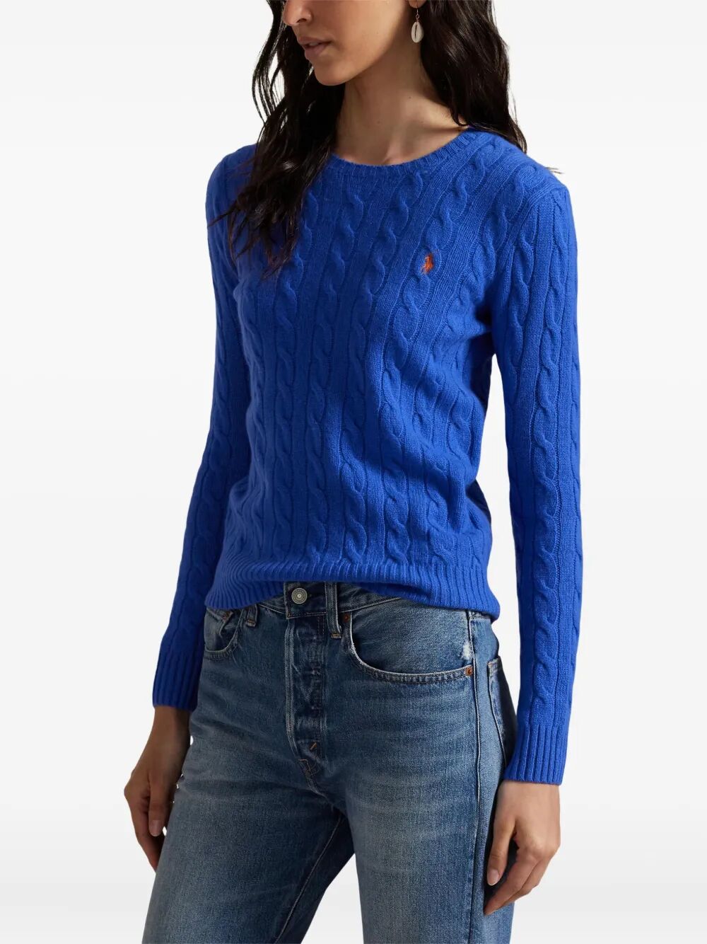 CABLE WOOL AND CASHMERE CREWNECK JUMPER