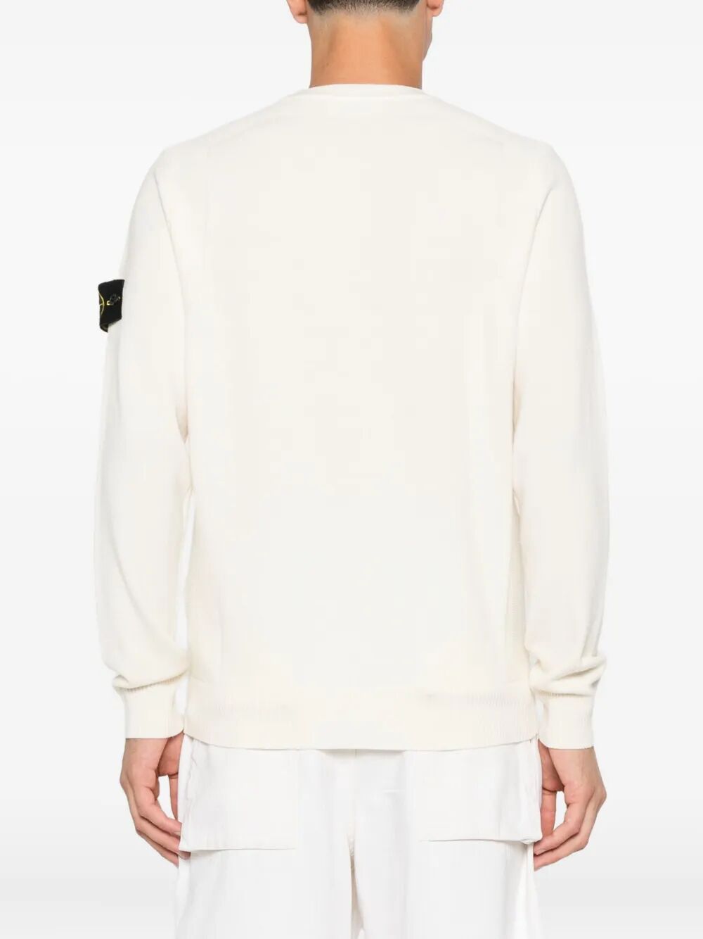 STRETCH WOOL CREWNECK SWEATER WITH REVERSE STITCH DETAILS