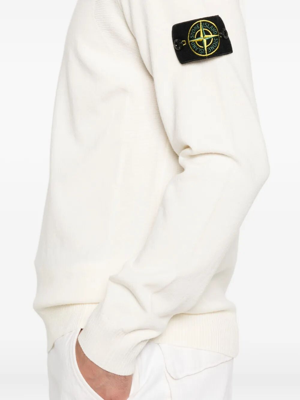 STRETCH WOOL CREWNECK SWEATER WITH REVERSE STITCH DETAILS