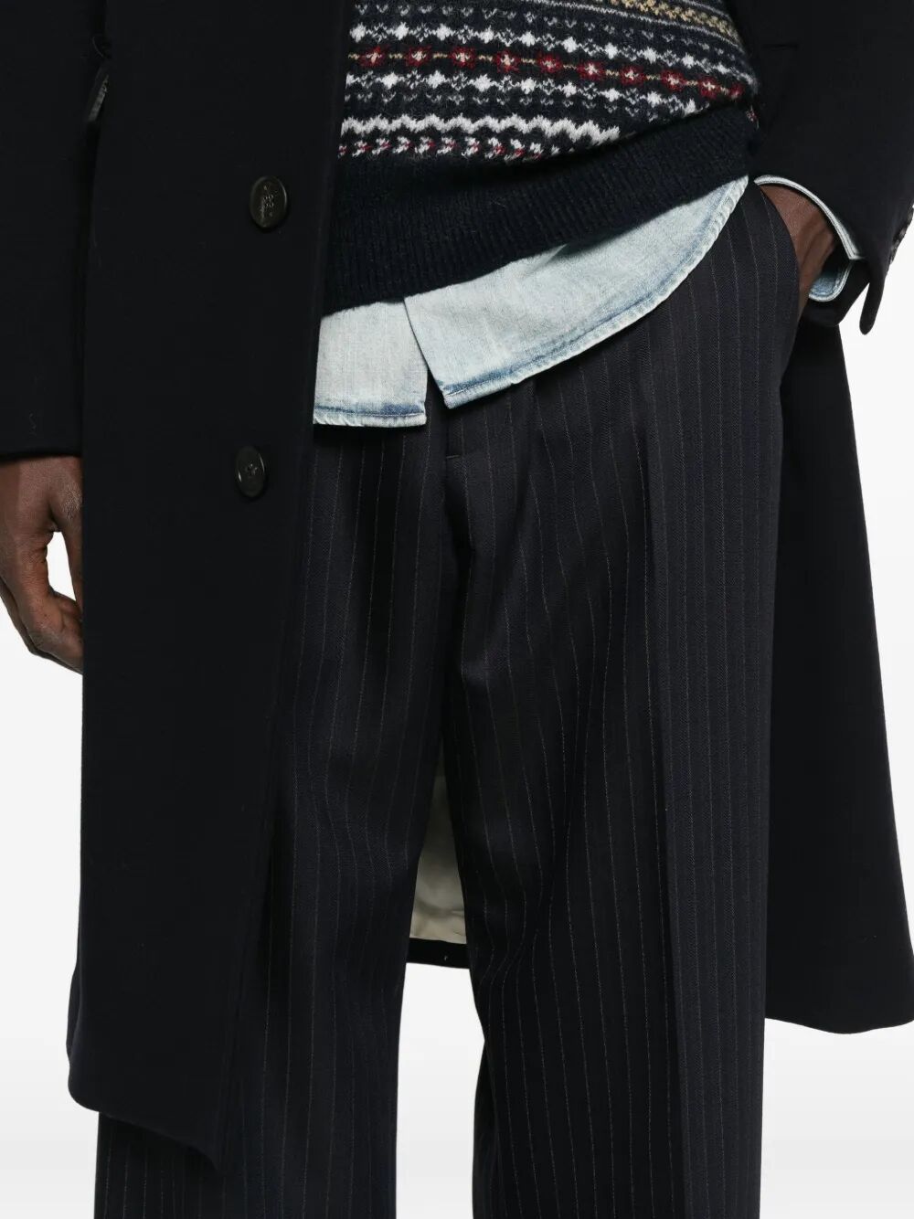 WIDE LEG PINSTRIPE JOGGER STYLE TROUSERS