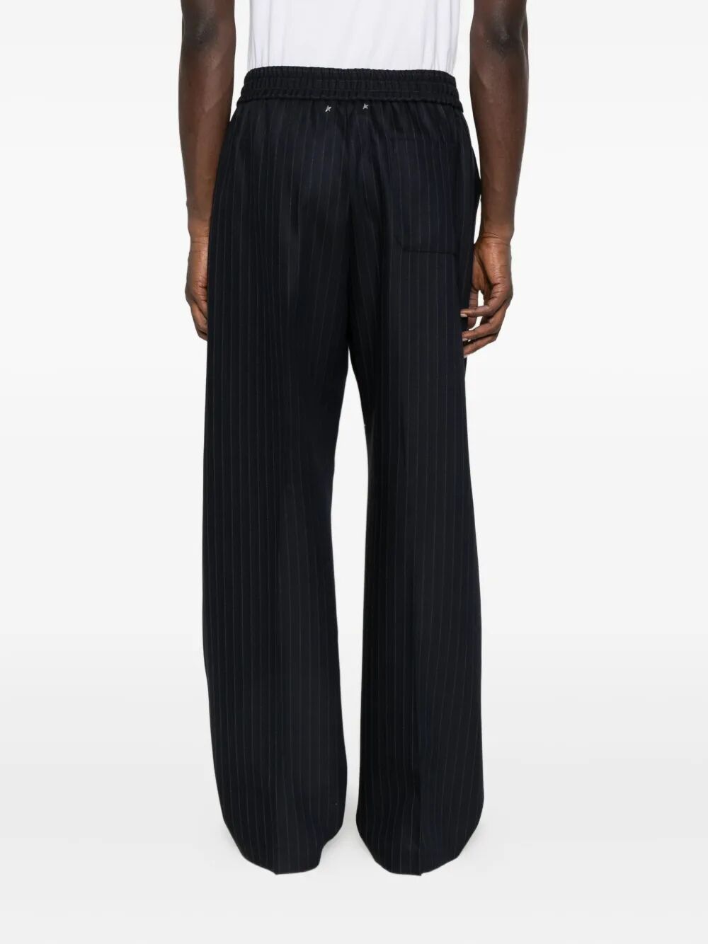 WIDE LEG PINSTRIPE JOGGER STYLE TROUSERS