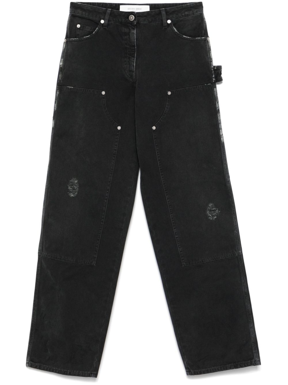 DISTRESSED COTTON JEANS WITH FRONT PATCHES