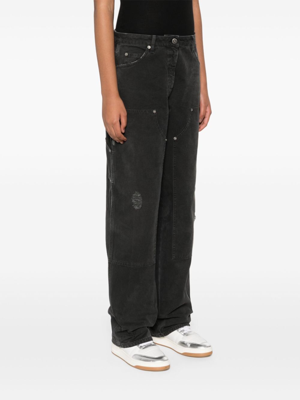 DISTRESSED COTTON JEANS WITH FRONT PATCHES