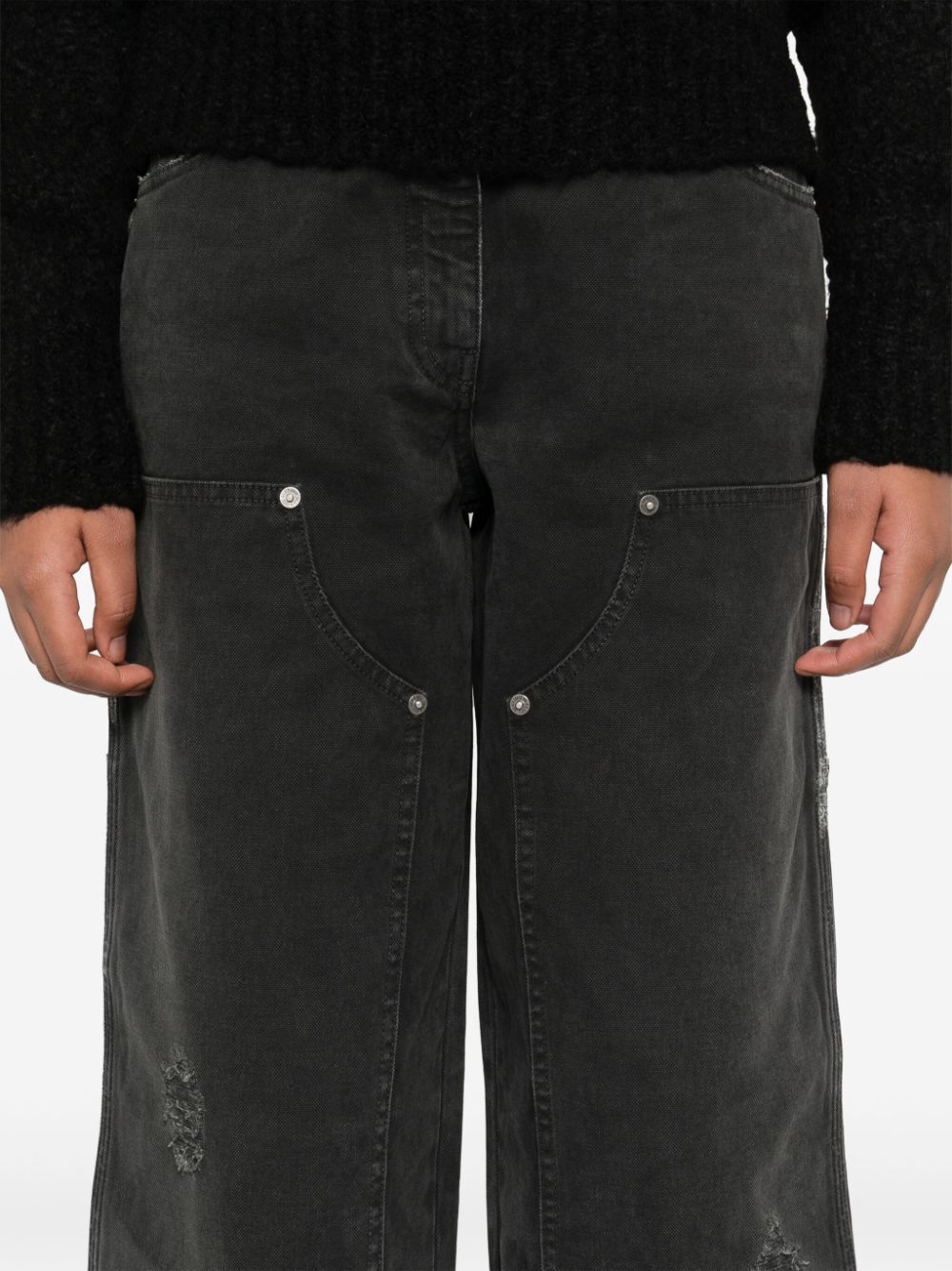DISTRESSED COTTON JEANS WITH FRONT PATCHES