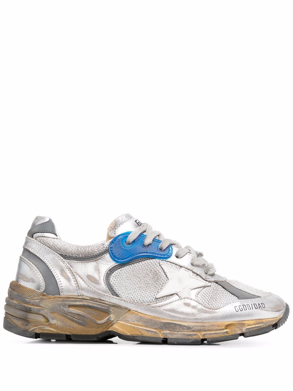 DAD-STAR SNEAKERS IN SILVER MESH AND LEATHER WITH WHITE LEATHER STAR
