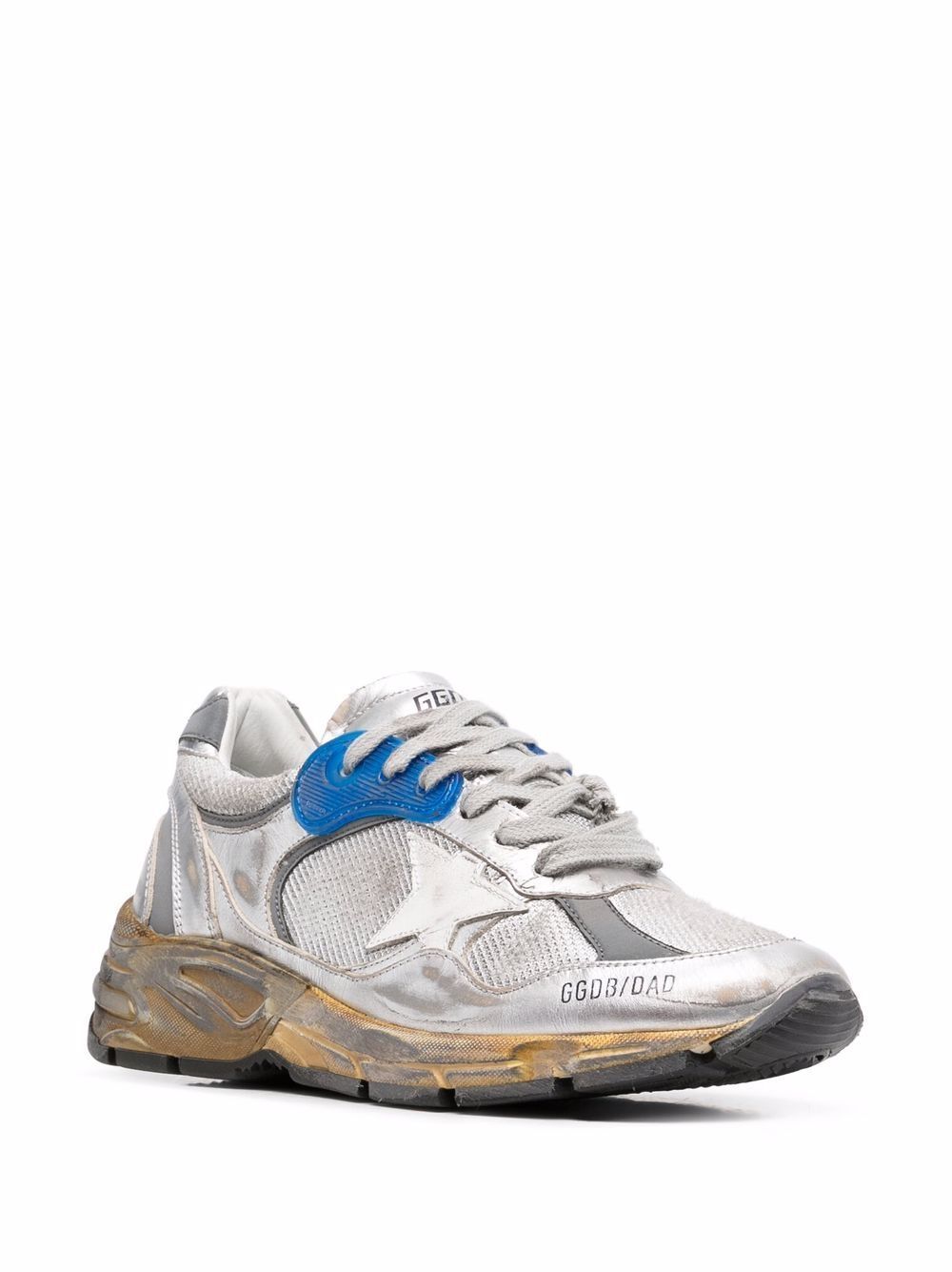 DAD-STAR SNEAKERS IN SILVER MESH AND LEATHER WITH WHITE LEATHER STAR