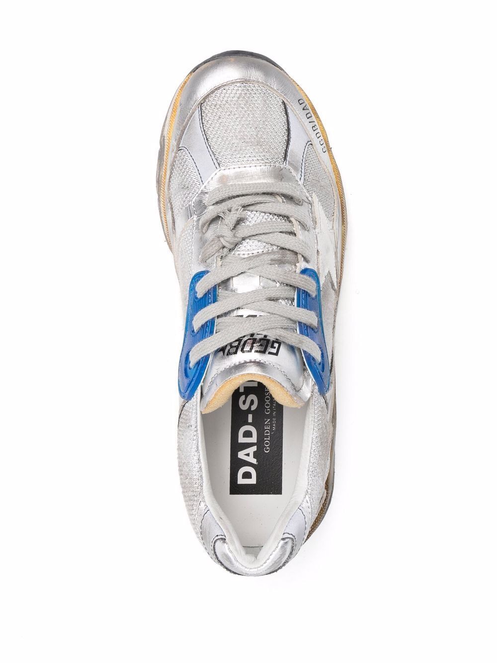 DAD-STAR SNEAKERS IN SILVER MESH AND LEATHER WITH WHITE LEATHER STAR