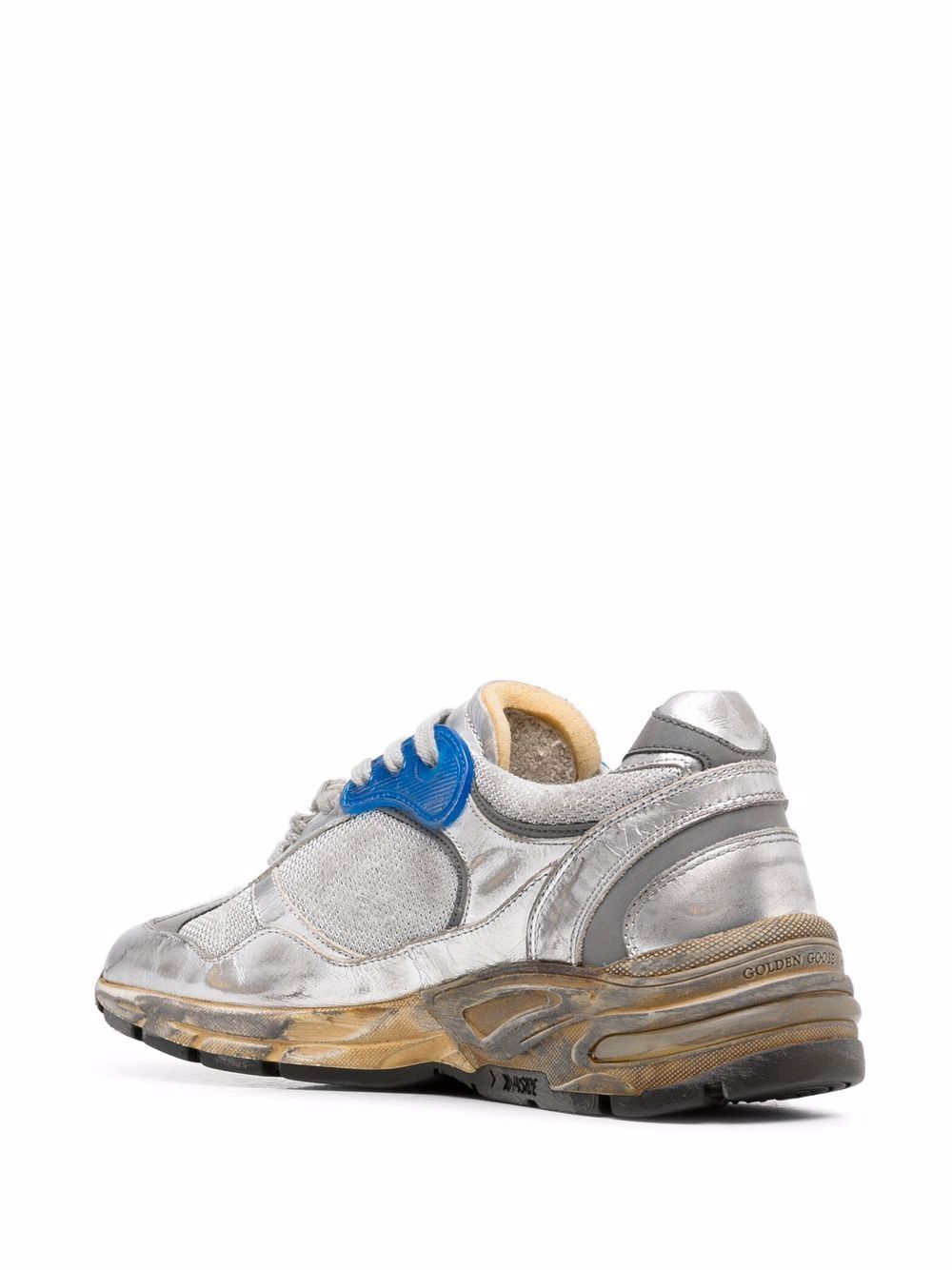 DAD-STAR SNEAKERS IN SILVER MESH AND LEATHER WITH WHITE LEATHER STAR