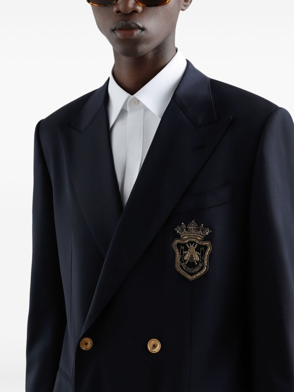 DOUBLE-BREASTED WOOL JACKET WITH PATCH