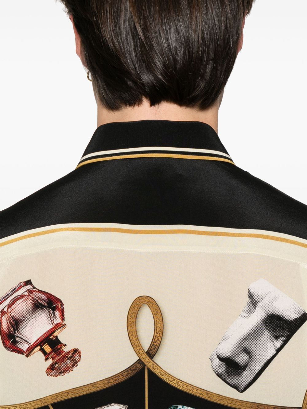 PERFUME-PRINT SHORT SLEEVED SILK SHIRT