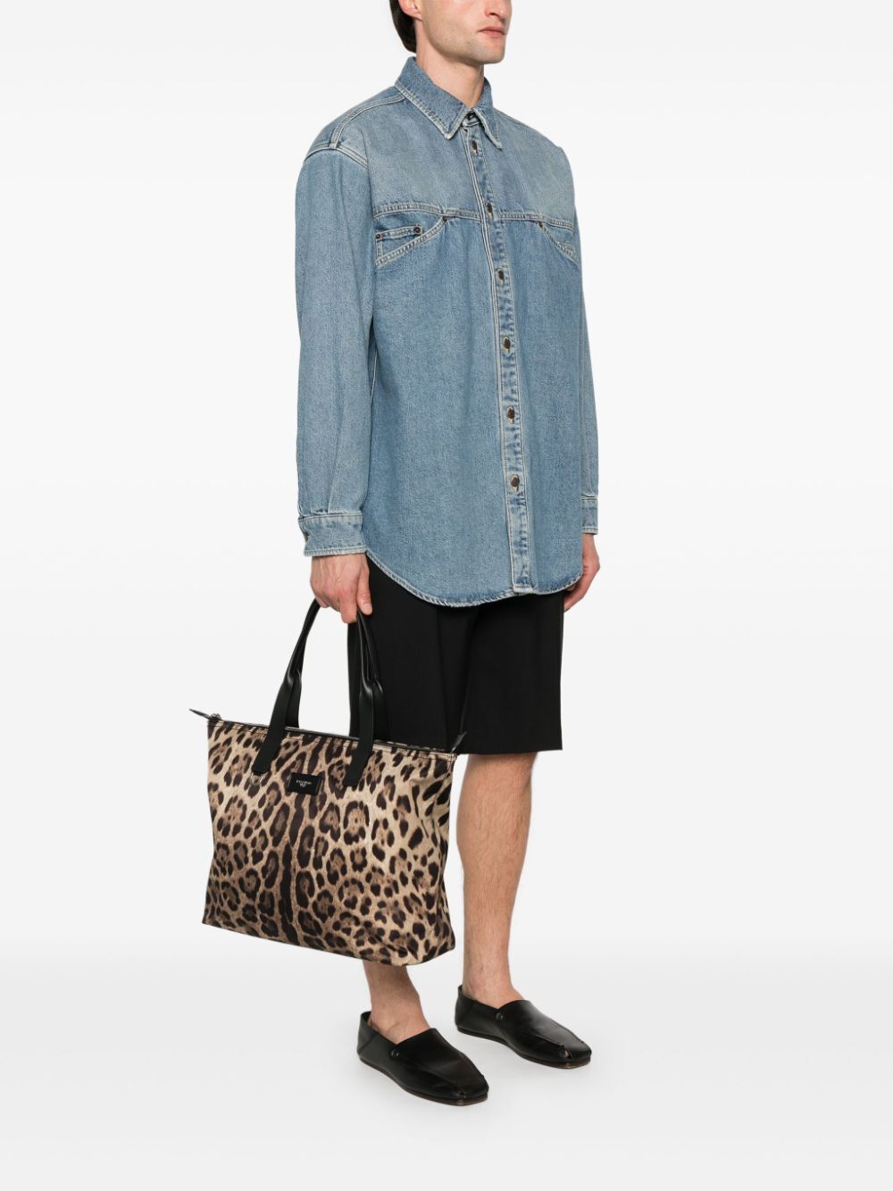 LEOPARD PRINT NYLON ADAMO SHOPPER