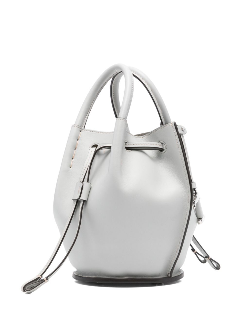 LOGO-CHARM LEATHER MINI BUCKET BAG