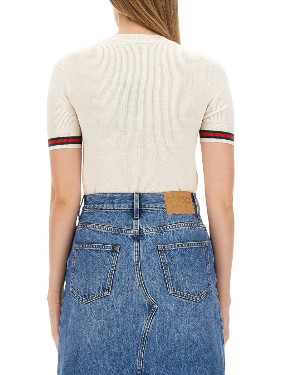 EXTRAFINE WOOL SWEATER WITH WEB DETAIL