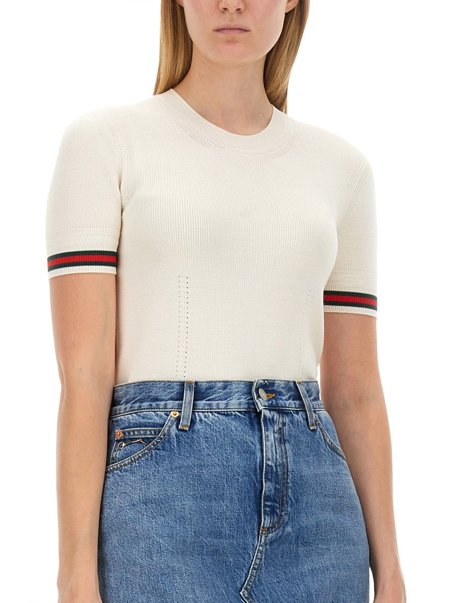 EXTRAFINE WOOL SWEATER WITH WEB DETAIL