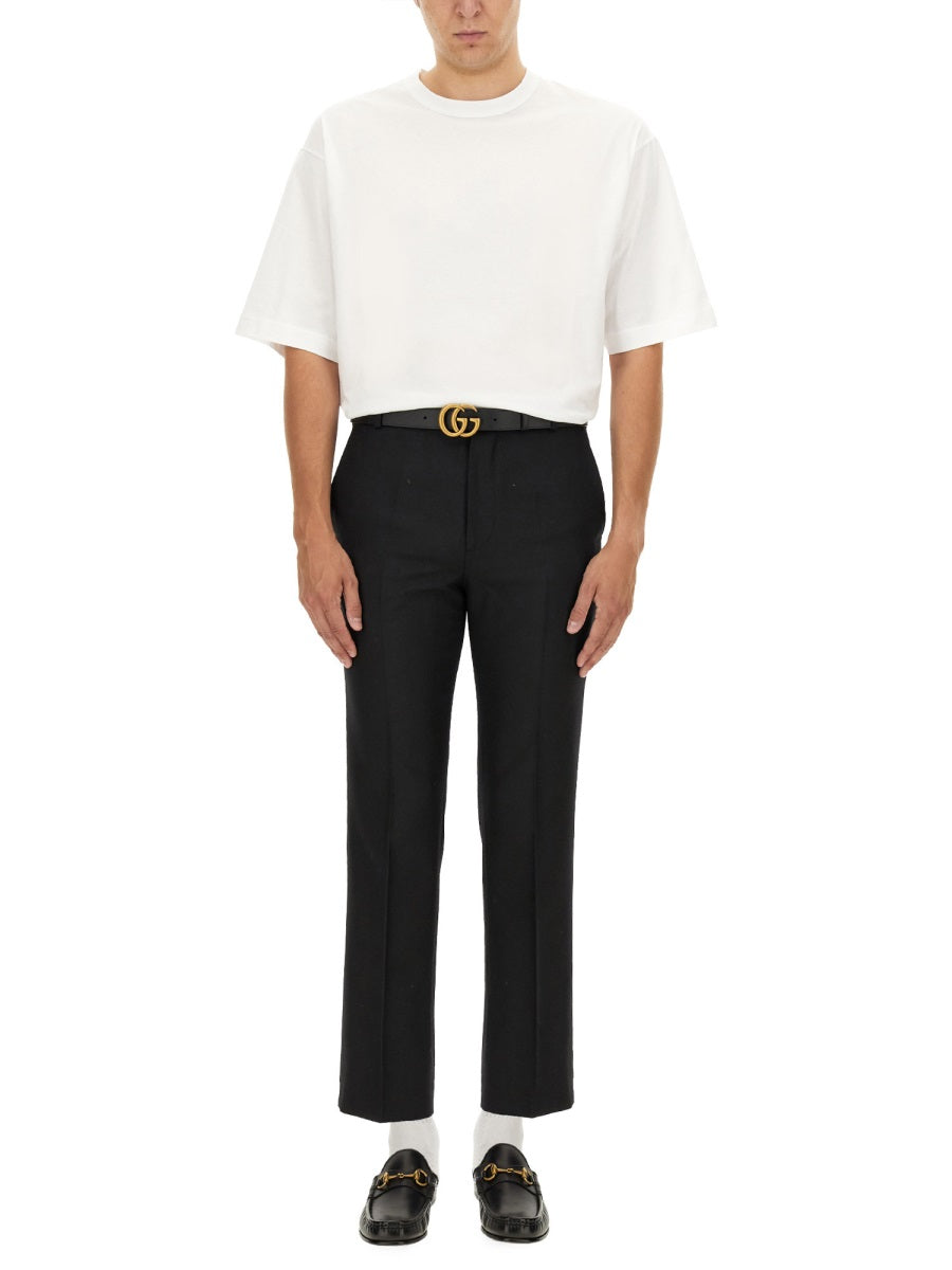 WOOL BLEND TWILL PANTS