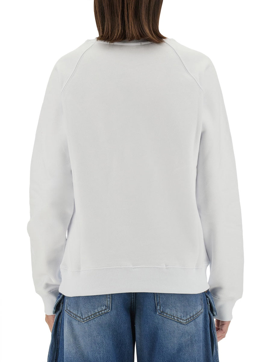 SWEATSHIRT WITH BRUSHED LOGO PRINT