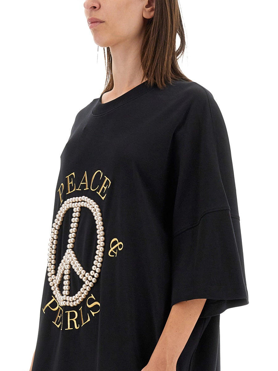 PEACE & PEARLS COTTON INTERLOCK DRESS