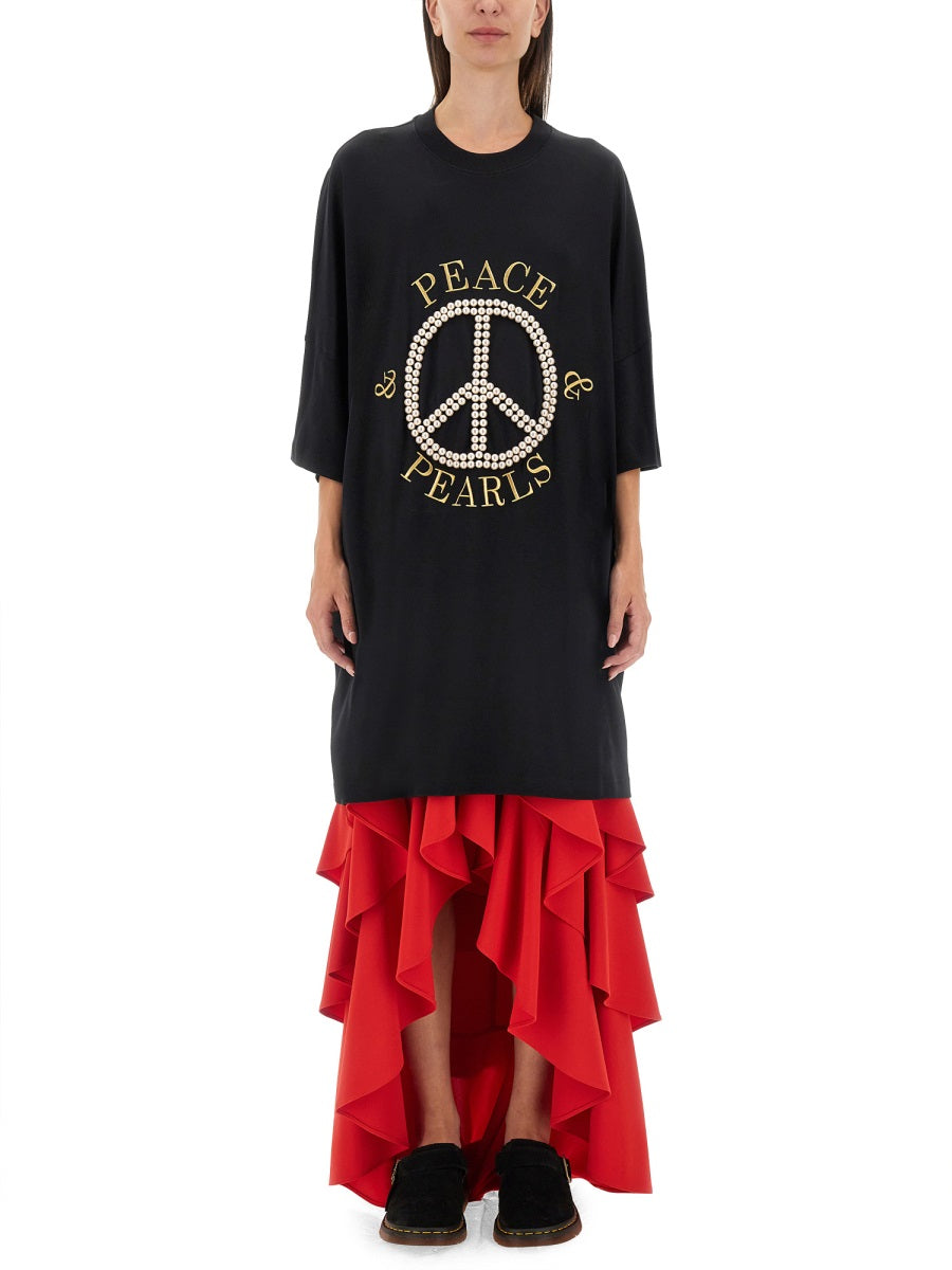 PEACE & PEARLS COTTON INTERLOCK DRESS